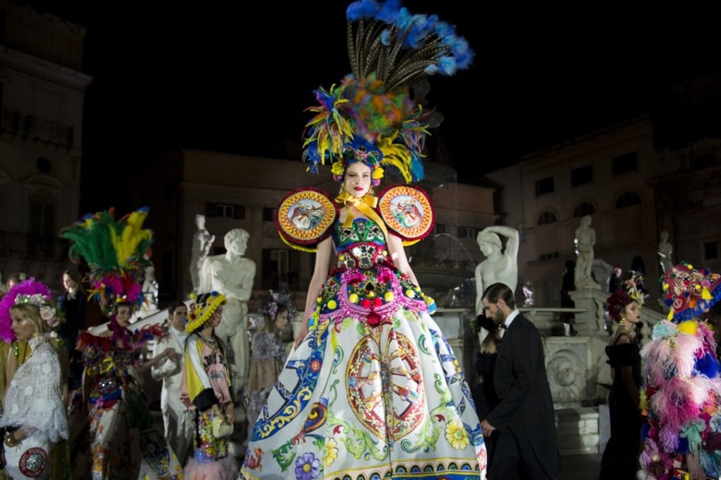 Models during the parade of Dolce and Gabbana in Pretoria Square in Palermo, Sicily. Photo: Handout