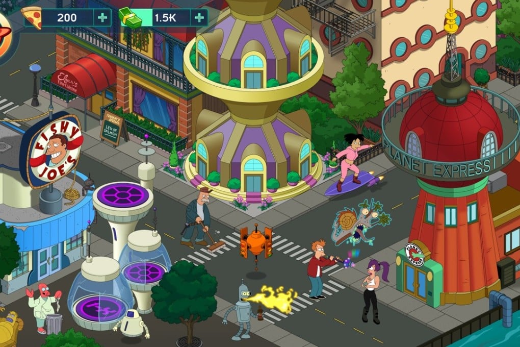 Futurama: Worlds of Tomorrow (available for Android and iOS) has players unlocking characters and portions of the city of New New York through various missions.