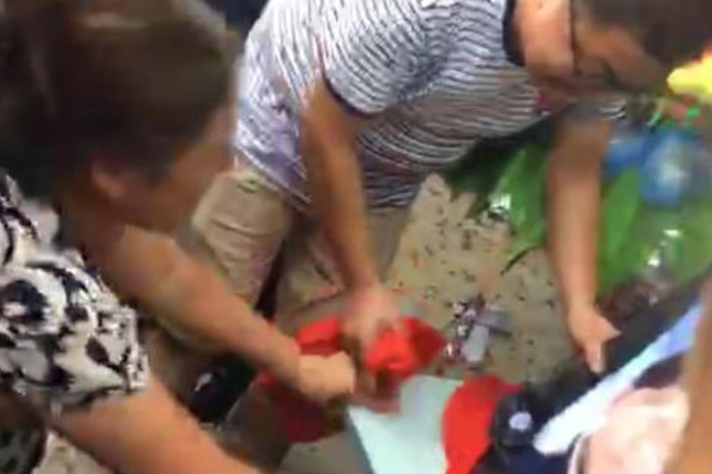 Relatives mourn the death of the woman in Anhui province. Photo: Handout