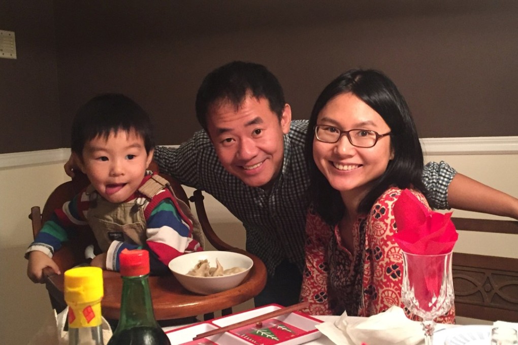 Xiyue Wang (centre) is shown with his wife Hua Qu and their son in this family photo released by Princeton University, where Wang is a gradiate student. Photo: Reuters