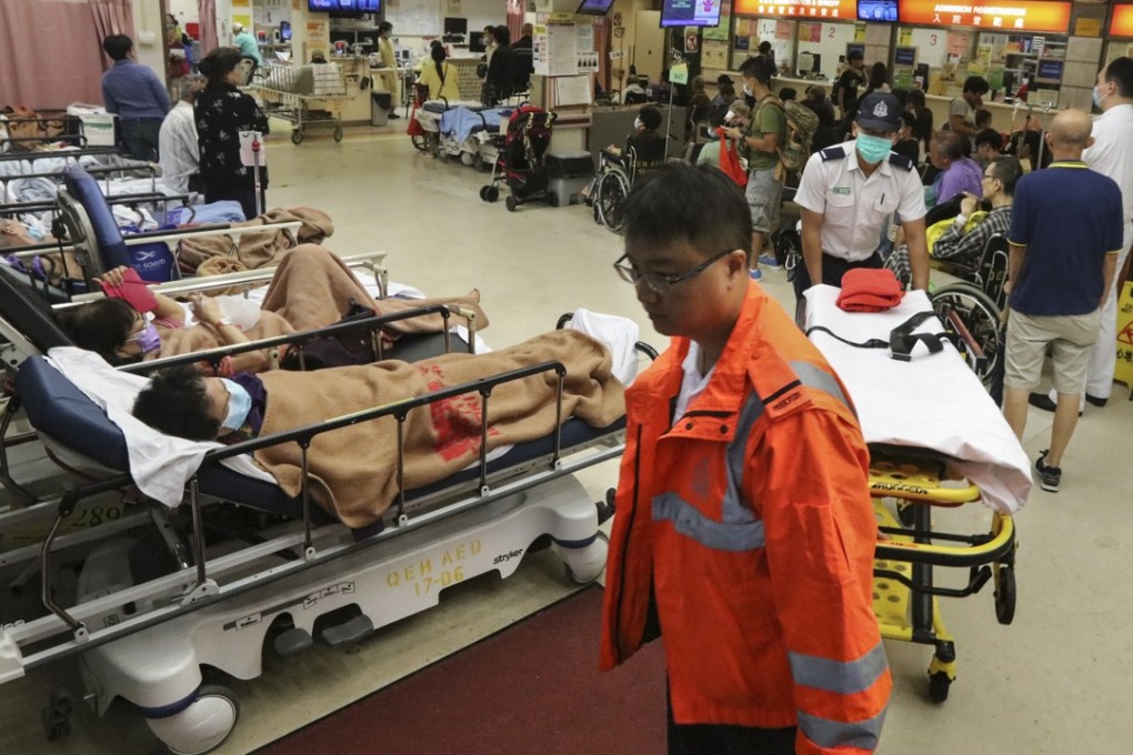 The accident and emergency ward at Queen Elizabeth Hospital in Yau Ma Tei is packed amid the summer flu season, on July 17. Photo: Felix Wong