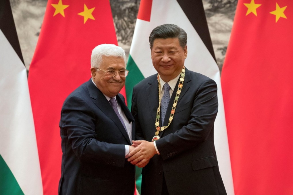 Palestinian Authority president Mahmoud Abbas with Chinese President Xi Jinping at the Great Hall of the People in Beijing on Tuesday. Photo: Reuters