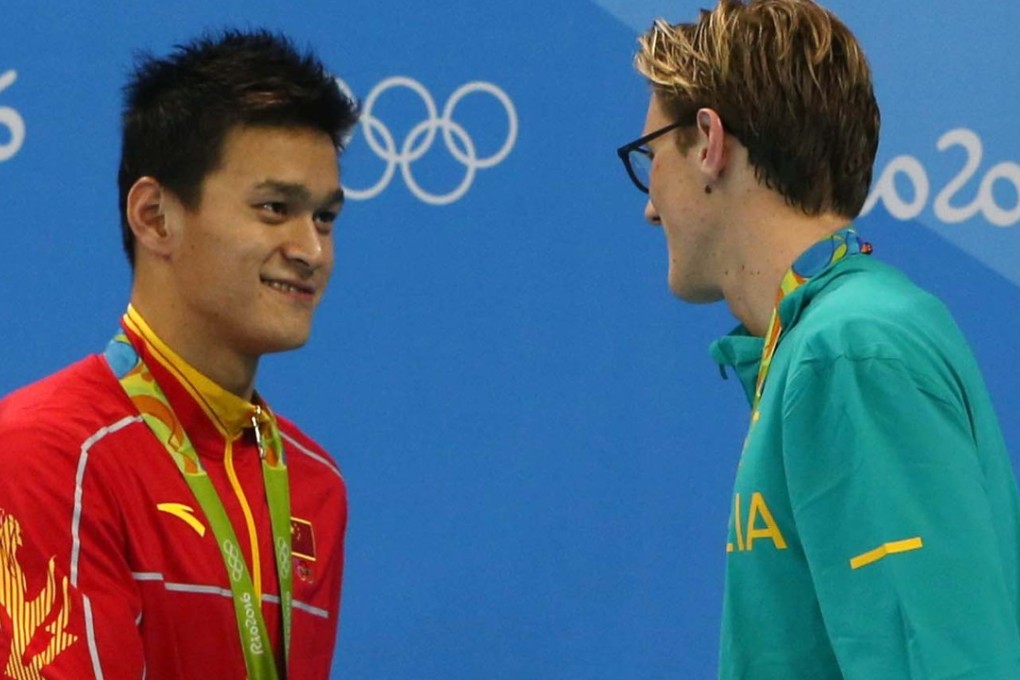Sun Yang and Mack Horton in Brazil. Photo: Reuters