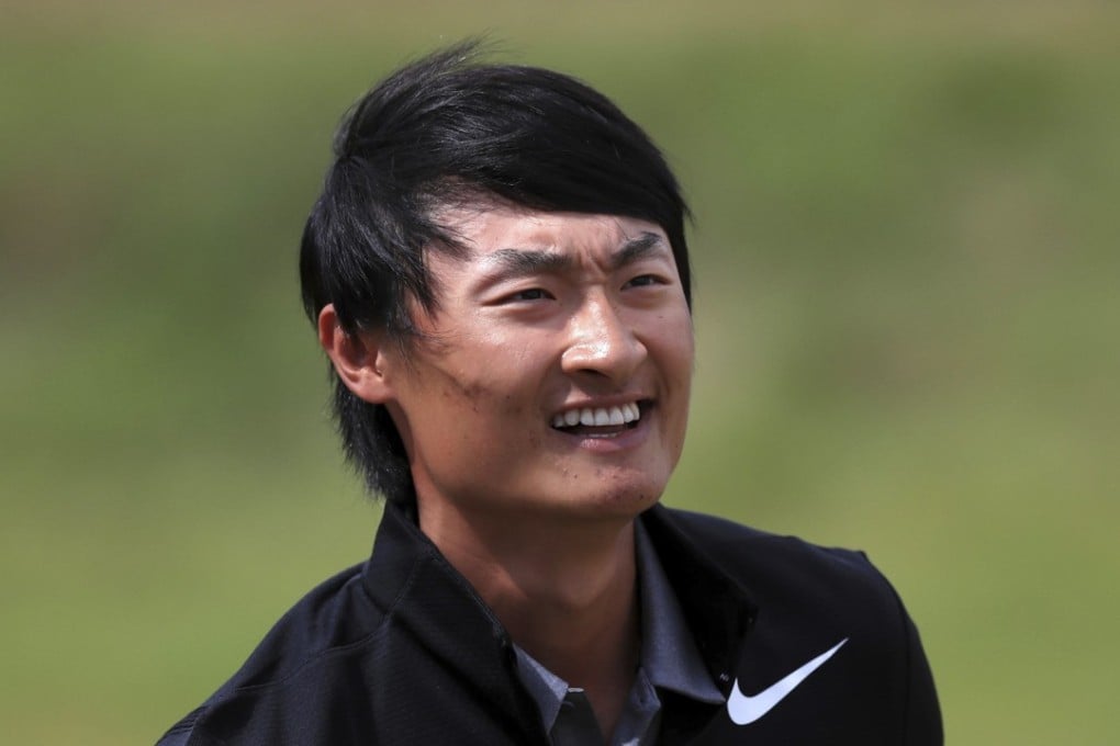 China's Li Haotong celebrates on the 18th during the final round of the British Open. Photo: AP