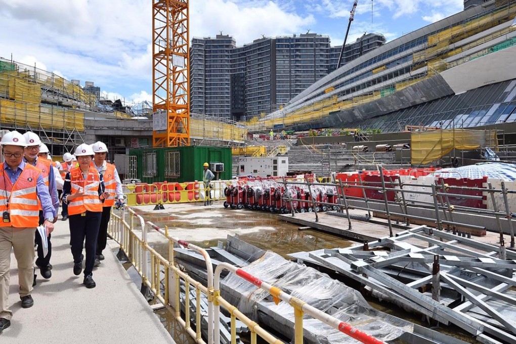 Carrie Lam at the West Kowloon terminus building site at the weekend. Photo: Handout