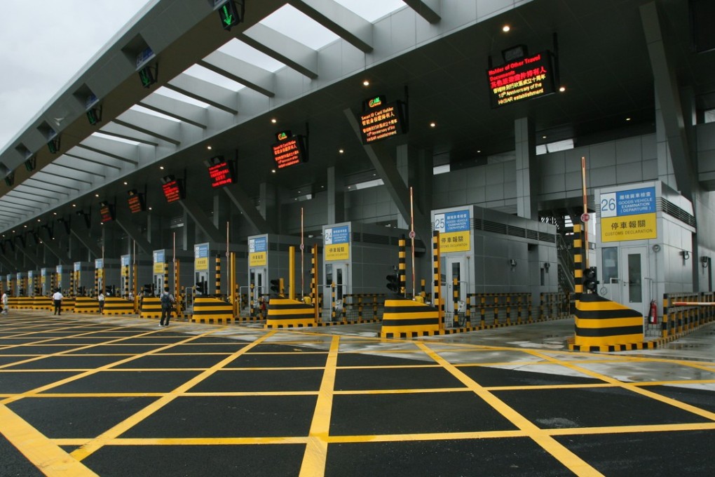 Outbound kiosks for cargo/goods vehicles at Shenzhen Bay Port. Photo: Oliver Tsang