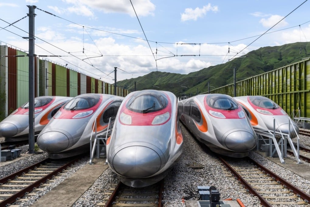 Five trains for the express rail project have been delivered to Hong Kong. Photo: MTR Corporation