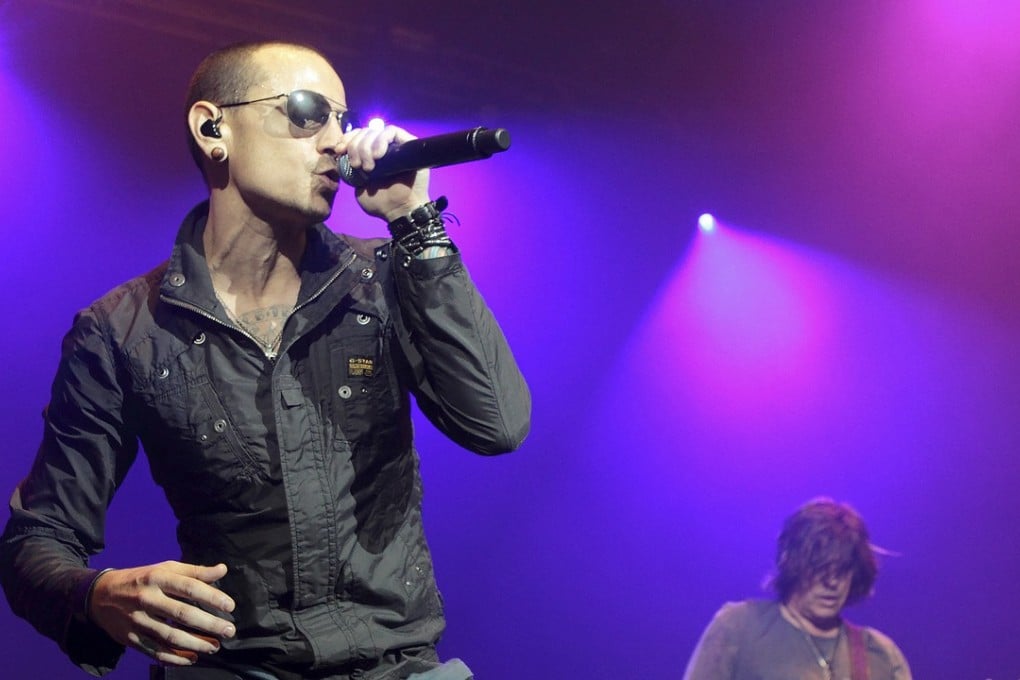 Chester Bennington performs during the MMRBQ Music Festival 2015 at the Susquehanna Bank Centre in Camden, New Jersey. Linkin Park said their hearts are broken due to the death of Bennington, who died by hanging last week. Photo: AP
