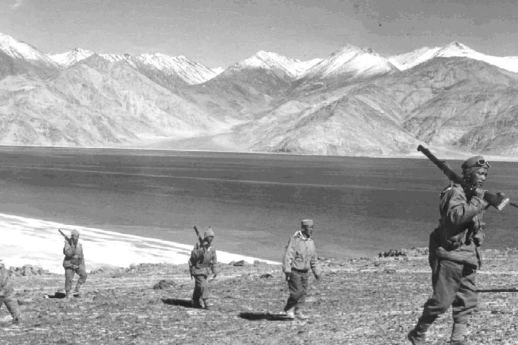 Indian soldiers on a patrol during the Sino-Indian war.