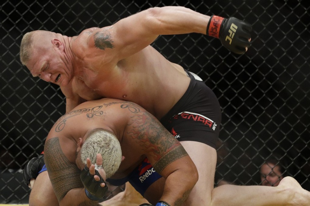 Brock Lesnar fights Mark Hunt at UFC 200. The WWE wrestler has said he would be prepared to face Jon Jones if the opportunity arose. Photo: AP