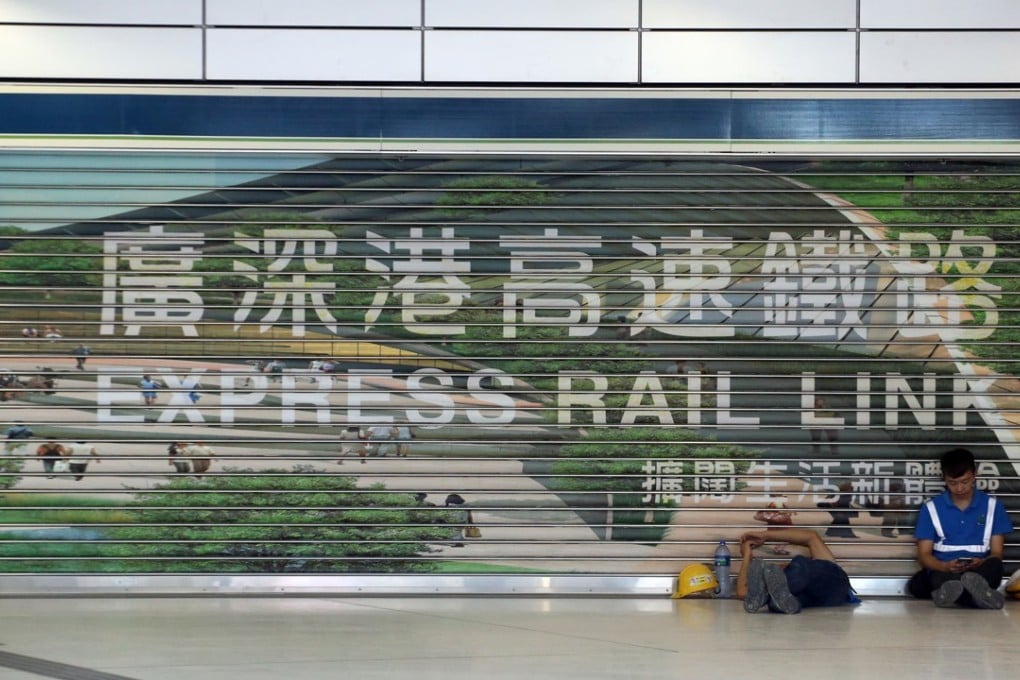 A board advertising the high-speed rail link to Guangzhou. Photo: Felix Wong