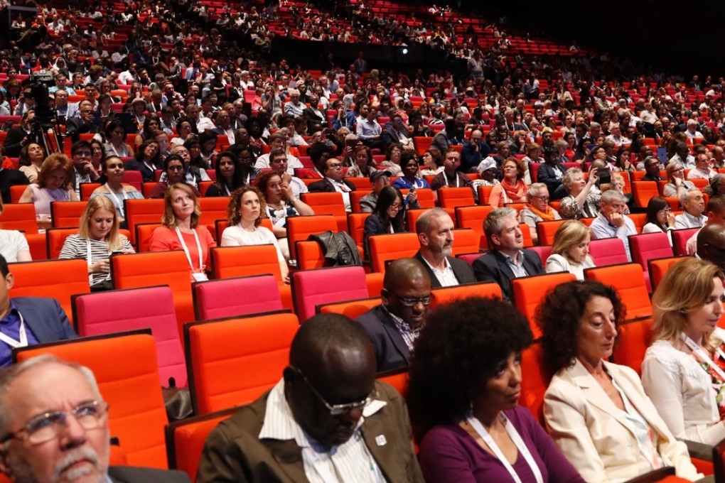Conference attendees at the opening of the 9th International Aids Society conference on HIV science in Paris. Photo: AFP