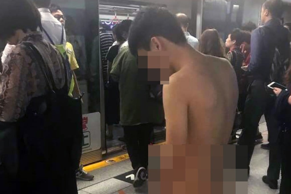The man on a subway platform at Admiralty station on Wednesday. Photo: Handout