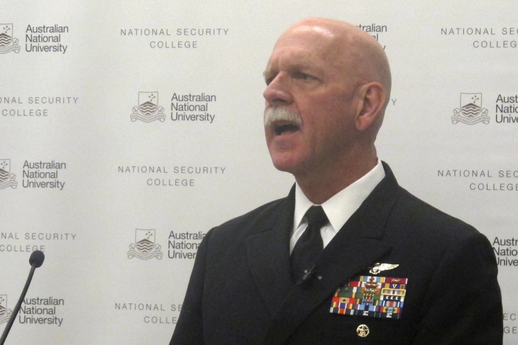 US Pacific Fleet Commander Admiral Scott Swift addresses an Australian National University security conference in Canberra, Australia. Photo: AP