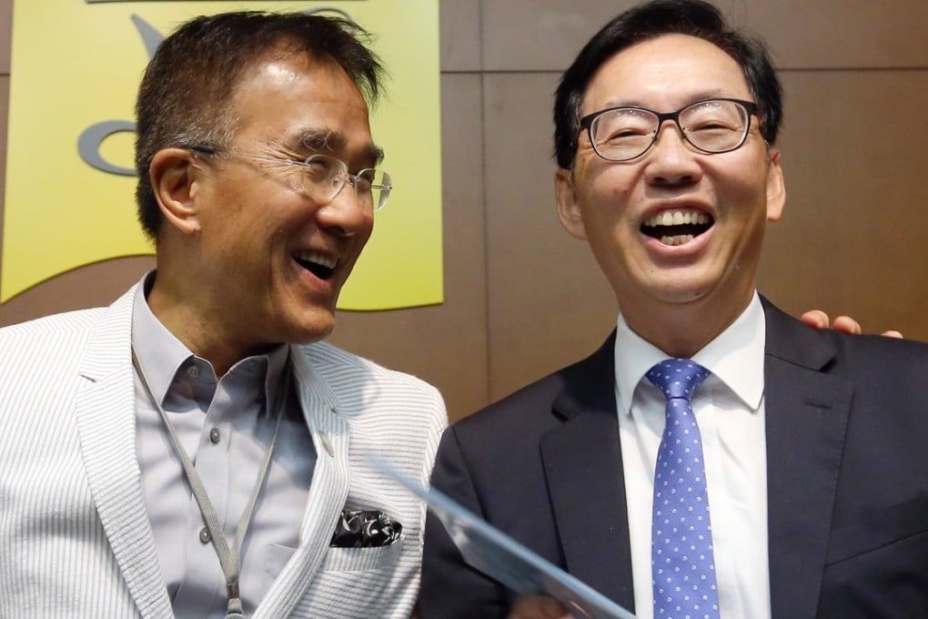 Legco Finance Committee chairman Chan Kin-por (right), with his deputy Michael Tien Puk-sun. Chan said he was looking at several measures to speed up proceedings at the committee’s meetings. Photo: Dickson Lee
