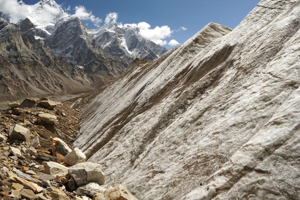 A retreating ice wall on the Kirti Glacier. Pictures: Jeff Fuchs
