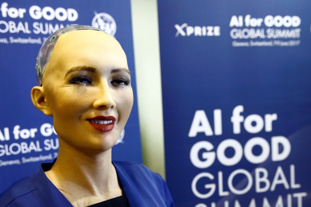 Sophia, a robot integrating the latest technologies and artificial intelligence developed by Hanson Robotics is pictured during a presentation at the "AI for Good" Global Summit at the International Telecommunication Union in Geneva last month. Photo: Reuters