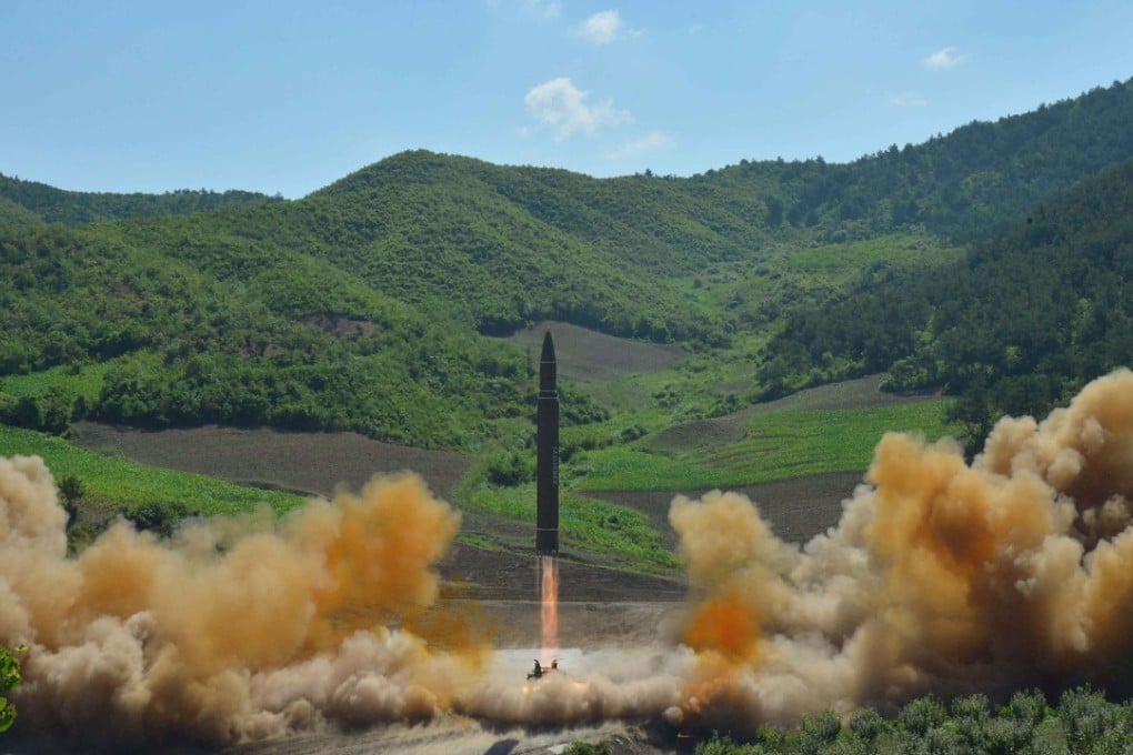 A handout photo made available by the official North Korean Central News Agency (KCNA) allegedly shows the North Korean inter-continental ballistic rocket Hwasong-14 being launched at an undisclosed location in North Korea, July 4, 2017. Pyongyang has reportedly launched another missile on July 28, 2017, which landed in the Sea of Japan. Photo: EPA