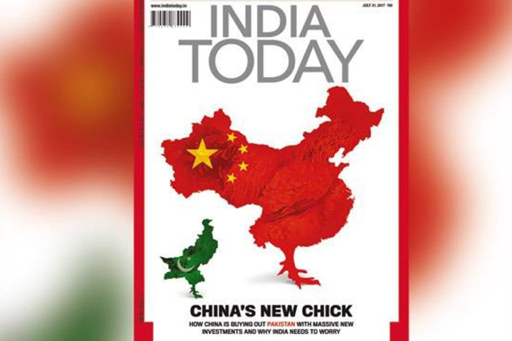 The cover of India Today’'uses a map of China shaped as a large chicken and Pakistan as a smaller chick to illustrate a story titled “China’s New Chick”, about growing Chinese investments in Pakistan and the resulting concern for India. Photo: Handout