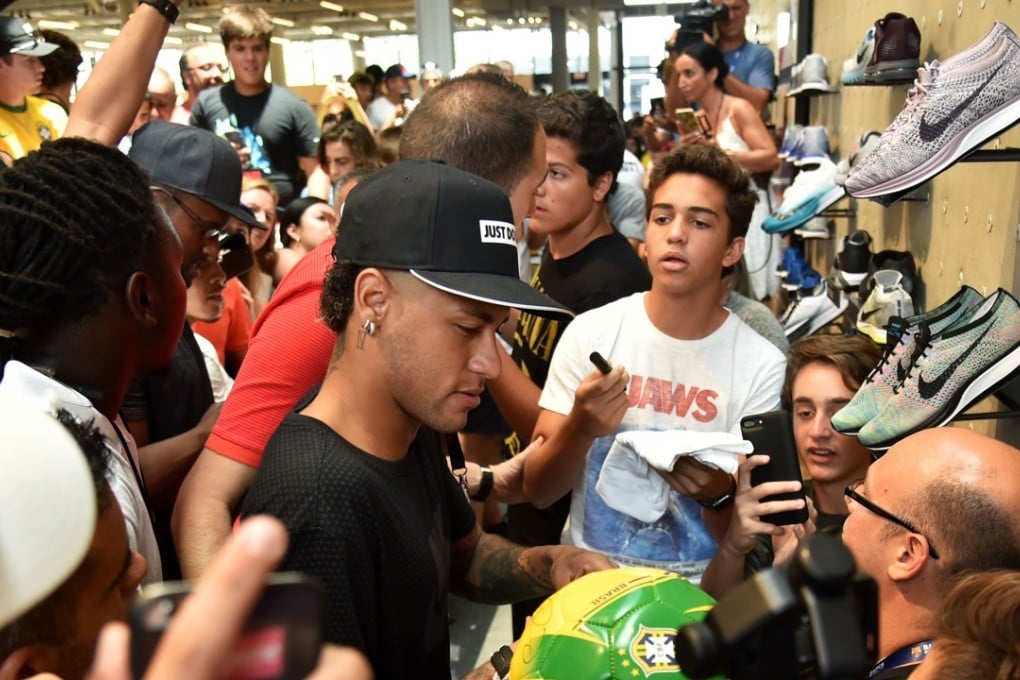 Barcelona's Neymar takes part in a event organised by a Nike shop in Miami. Photo: AFP