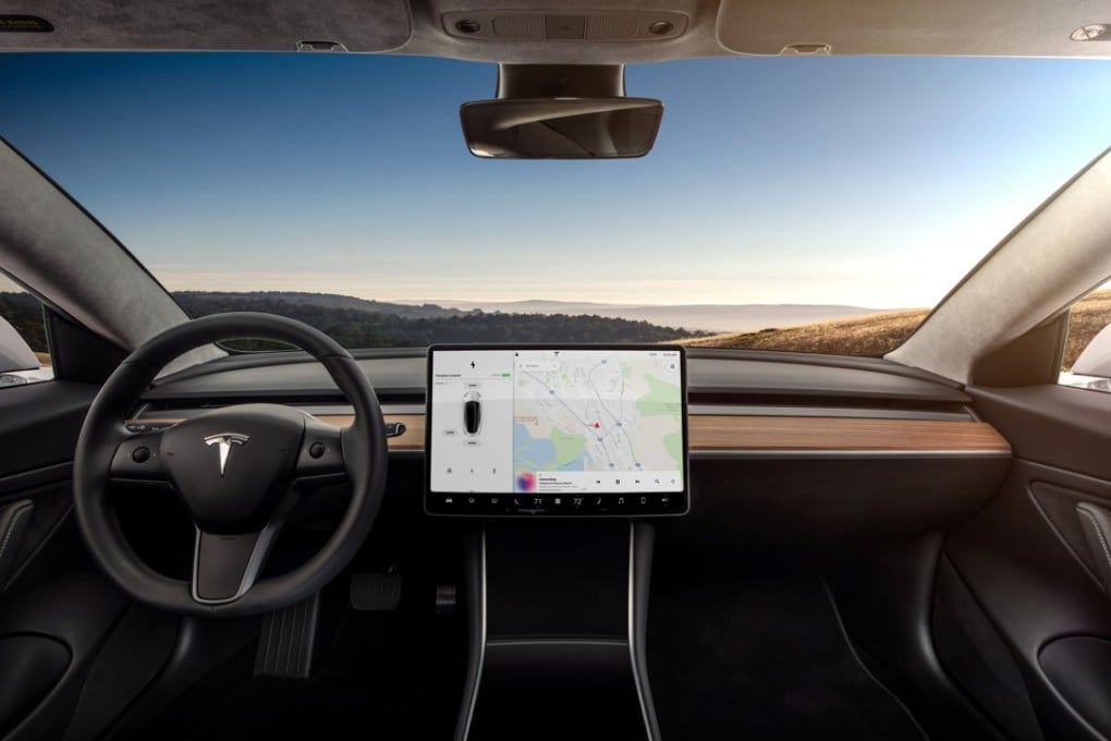 The interior of the Tesla Model 3 sedan. Photo: Reuters