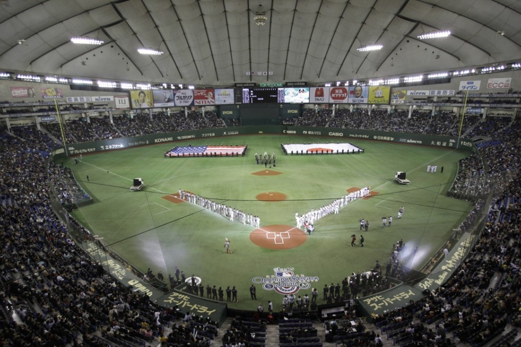 The Oakland Athletics and the Seattle Mariners at the Tokyo Dome in March 2012. Photo: AP