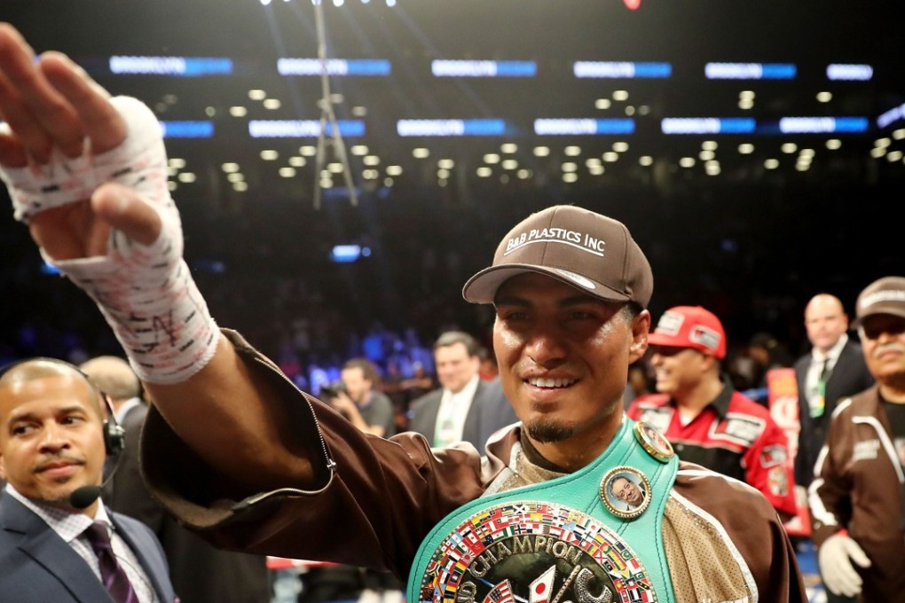 Mikey Garcia celebrates his win over Adrien Broner after their junior welterweight title bout. Photo: AFP