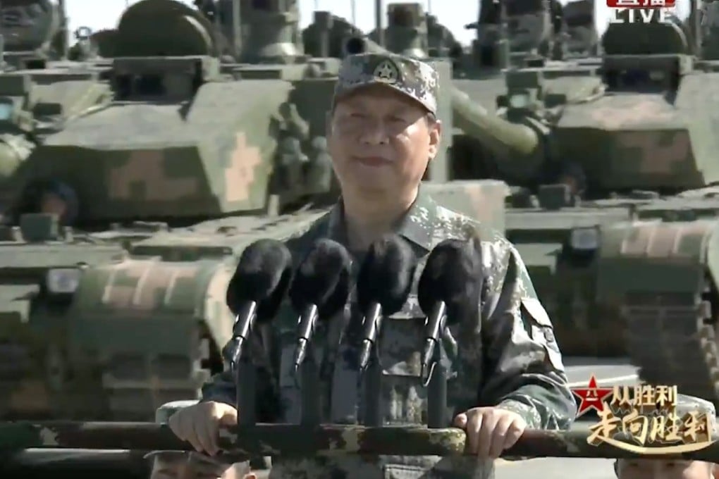President Xi Jinping addresses 12,000 troops during an unprecedented display of China’s military muscle in Inner Mongolia. Photo: Handout