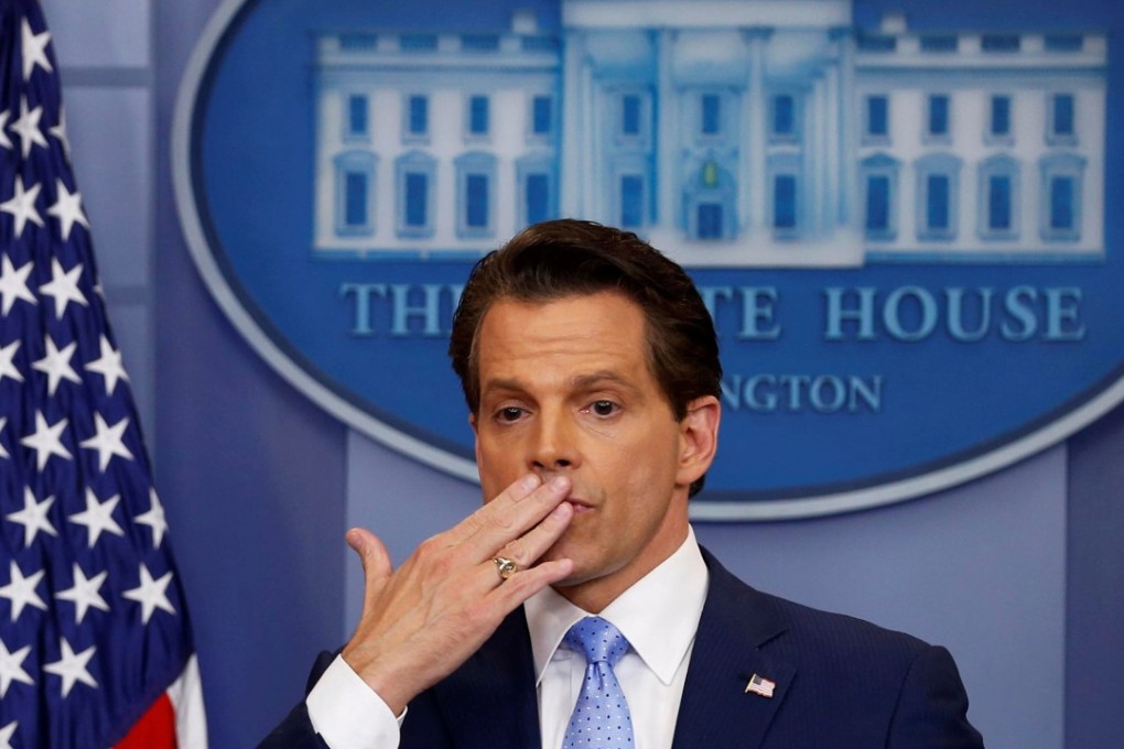 Former White house Communications Director Anthony Scaramucci blows a kiss to reporters after addressing the daily briefing at the White Houseon July 21. Photo: Reuters