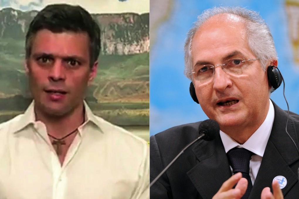 Venezuelan opposition leader Leopoldo Lopez (left) and Caracas Mayor Antonio Ledezma. Photo: AFP