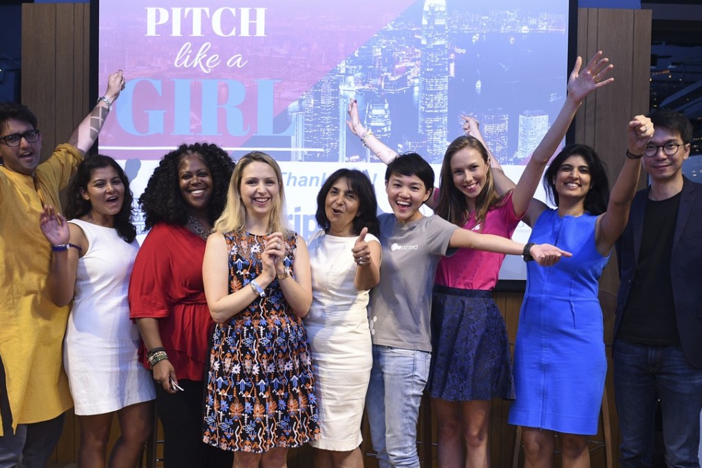 Contestants, organisers and judges at Pitch Like a Girl, a competition for start-ups founded by women.
