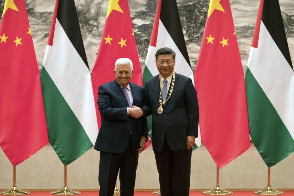 Xi Jinping first outlined his strategy when he welcomed the Palestinian leader Mahmoud Abbas to Beijing last month. Photo: AP