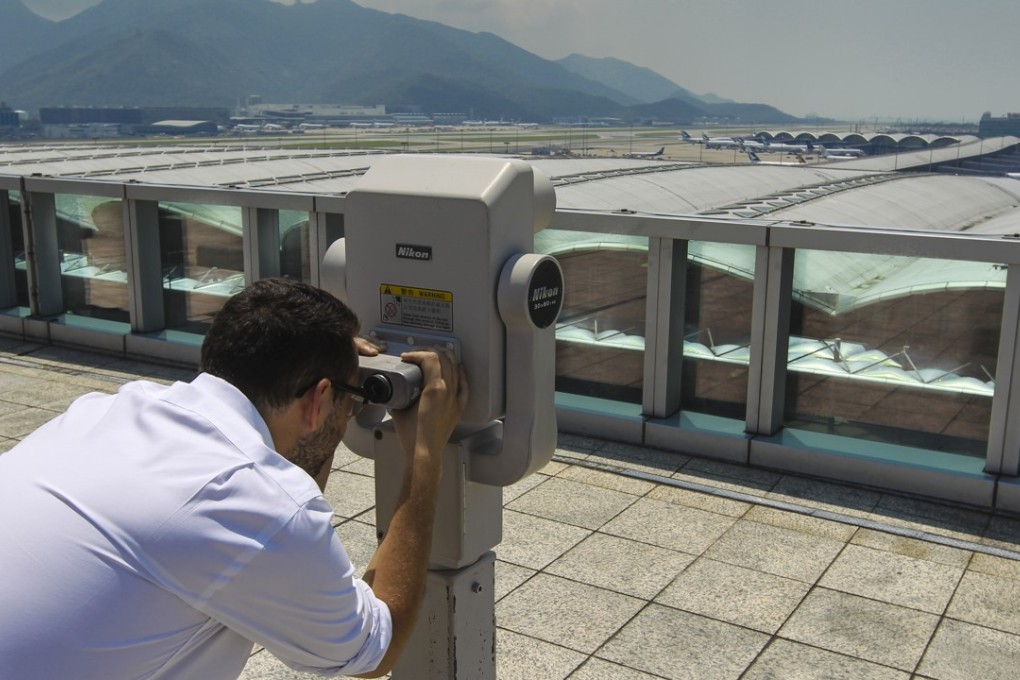 Hong Kong airport’s Aviation Discovery Centre includes an outdoor sky deck where you can watch the action on the runway with binoculars. Photo: Edward Wong