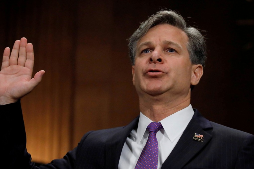 Christopher Wray is sworn in prior to testifying on Capital Hill in Washington, before a US Senate Judiciary Committee confirmation hearing on his nomination to be the next FBI director. Photo: Reuters