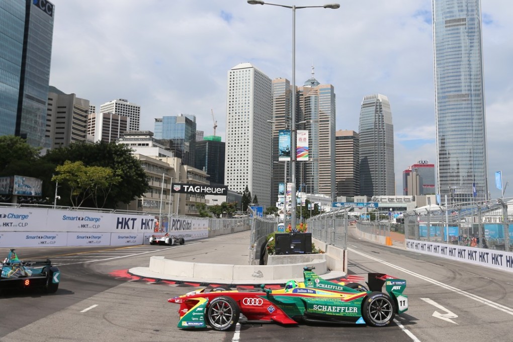 Brazilian driver Lucas Di Grassi, overall winner of this year’s Formula E series, takes a turn during last year’s Hong Kong ePrix. Photo: K. Y. Cheng