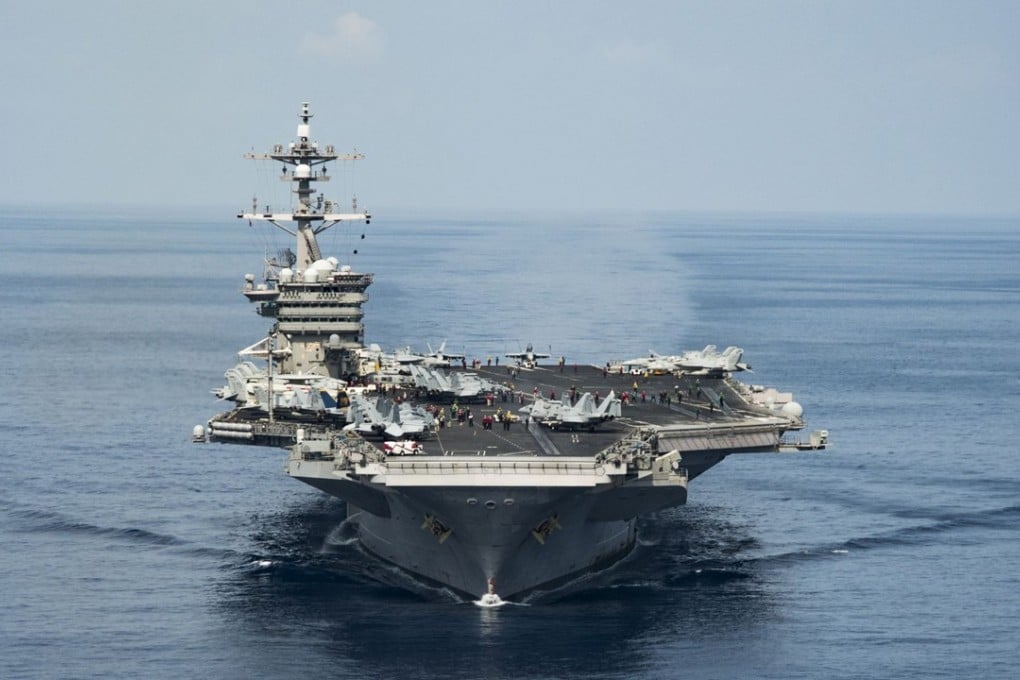 The aircraft carrier USS Carl Vinson in the South China Sea while conducting flight operations. Photo: AFP