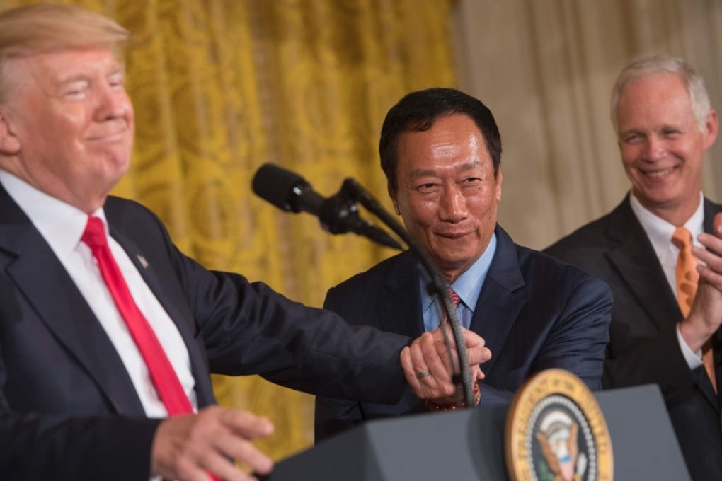 Terry Gou (centre) at the East Room of the White House during a July 26 announcement of Foxconn’s US$10 billion investment in Wisconsin. Photo: AFP