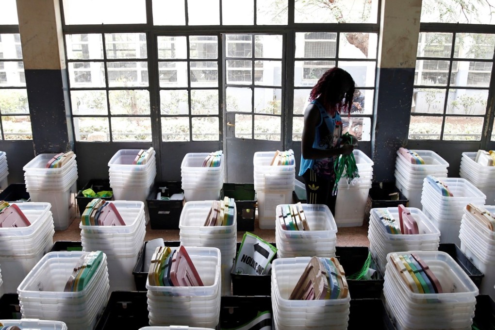 A Kenyan election prepares ballot boxes. Photo: Reuters