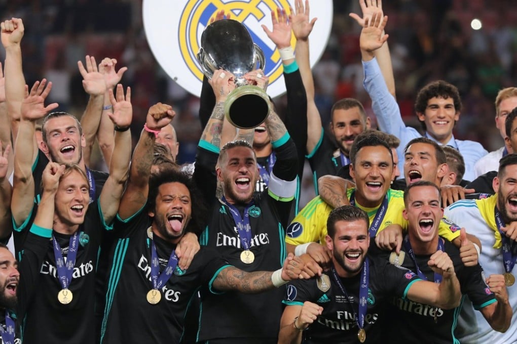 Real Madrid celebrate winning the Super Cup final. Photo: Reuters