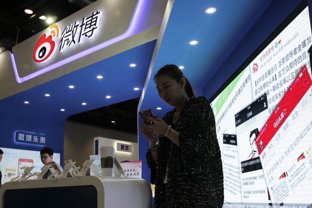 Weibo’s monthly active users reached 361 million in June, where 92 per cent of them are mobile users. Photo: AP