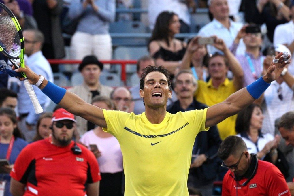 Rafael Nadal celebrates his win against Borna Coric of Croatia. Photo: USA Today