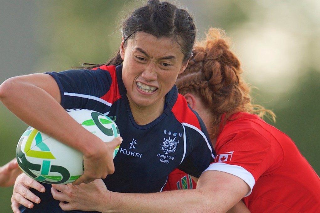 Hong Kong captain Chow Mei-nam in action against Canada. Photos: HKRU