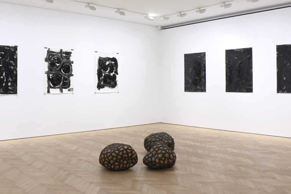 Earth Force (centre) and new works on paper by Sui Jianguo on display at Pace gallery, in Central.