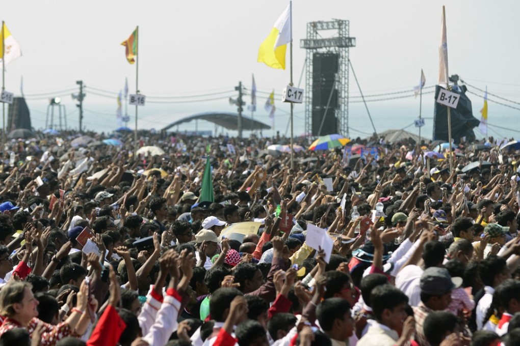 People attend a canonisation mass for Joseph Vaz in the Sri Lankan capital Colombo during Pope Francis’ last visit to the region. Photo: AFP