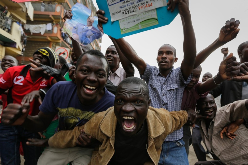 Supporters of opposition leader Raila Odinga react after a press conference by their leaders in Mathare North, one of Odinga's strongholds in Nairobi, Kenya, on Thursday. Photo: EPA