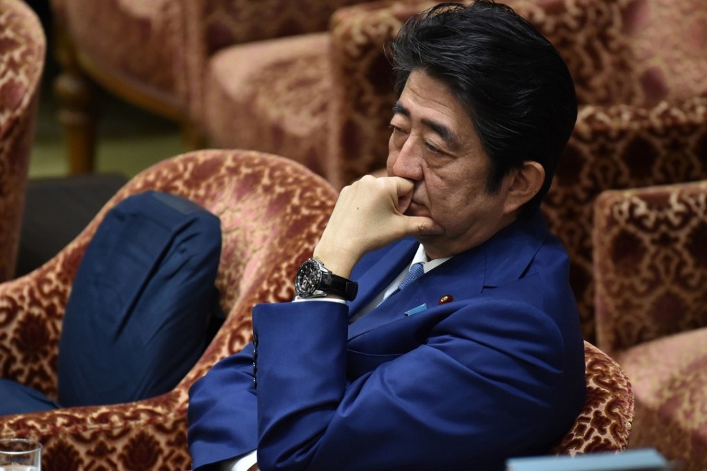 Prime Minister Shinzo Abe attends a budget committee session of the House of Representatives in Tokyo in February. The Japanese premier might note that he hardly figures in anyone’s list of global leaders. Photo: AFP