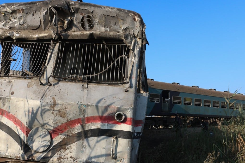 The train crash site in Alexandria province, Egypt where 43 people died. Photo: Xinhua