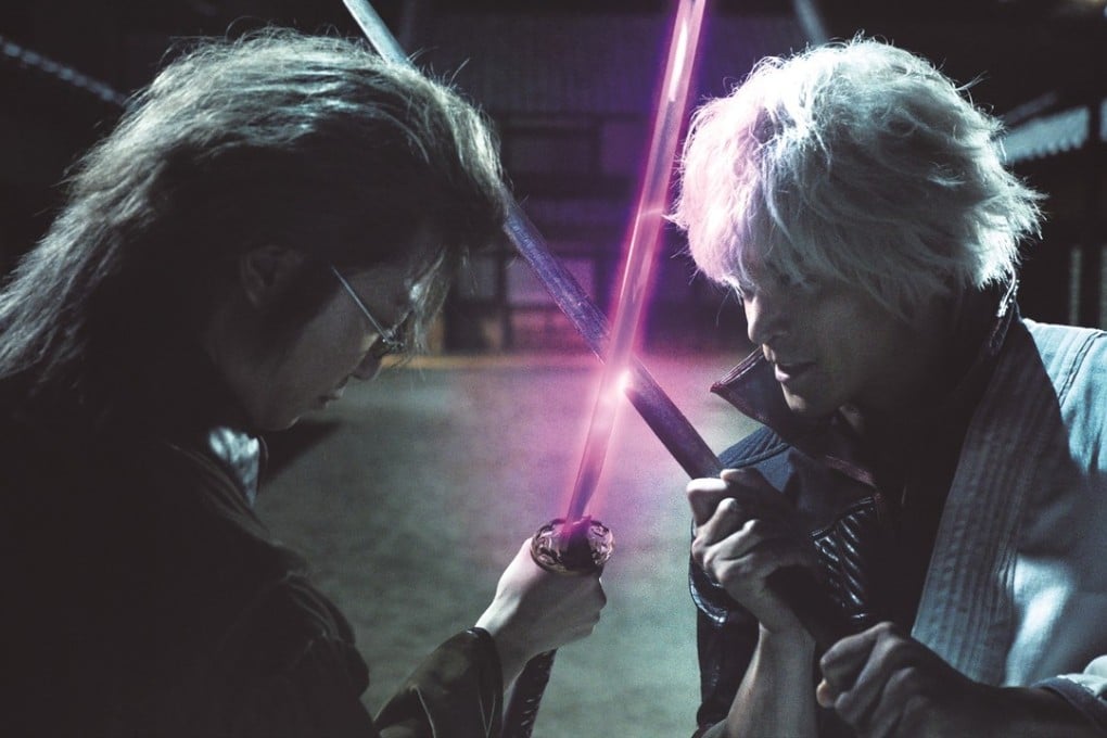 Shun Oguri (right) plays the samurai Gintoki Sakata in the live-action adaptation of Gintama (Category IIA, Japanese), directed by Yuichi Fukuda.