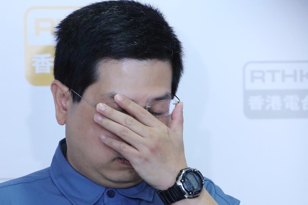 Democratic Party member Howard Lam Tsz-kin attends a radio programme at RTHK in Kowloon Tong after making public his claims for abduction and torture by mainland agents. Photo: Felix Wong