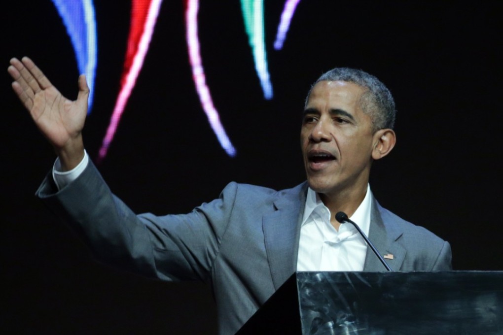 Former US president Barack Obama gives a speech during the 4th Congress of the Indonesian Diaspora in Jakarta. Photo: EPA/BAGUS INDAHONO